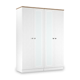 Marlowe 4 Door Mirrored Wardrobe White Oak from Roseland Furniture
