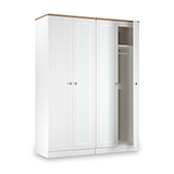 Marlowe 4 Door Mirrored Wardrobe White Oak from Roseland Furniture