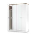 Marlowe 4 Door Mirrored Wardrobe White Oak from Roseland Furniture