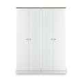 Marlowe 4 Door Mirrored Wardrobe White Oak from Roseland Furniture