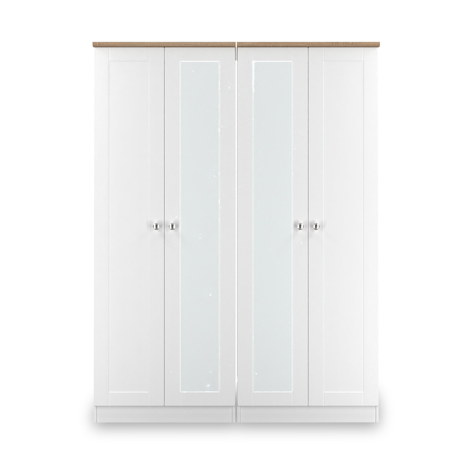 Marlowe 4 Door Mirrored Wardrobe White Oak from Roseland Furniture
