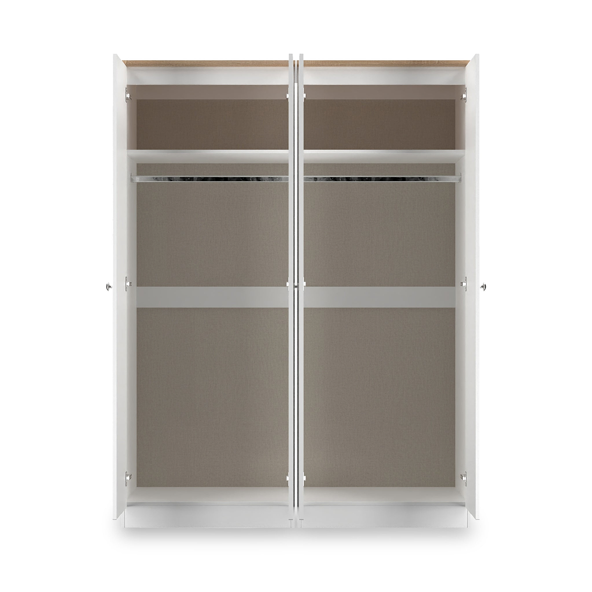 Marlowe 4 Door Mirrored Wardrobe White Oak from Roseland Furniture