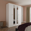 Marlowe 4 Door Mirrored Wardrobe White Oak from Roseland Furniture