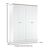 Marlowe 4 Door Mirrored Wardrobe White Oak from Roseland Furniture