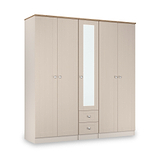 Marlowe 5 Door Wardrobe With Drawers Cashmere Oak from Roseland Furniture