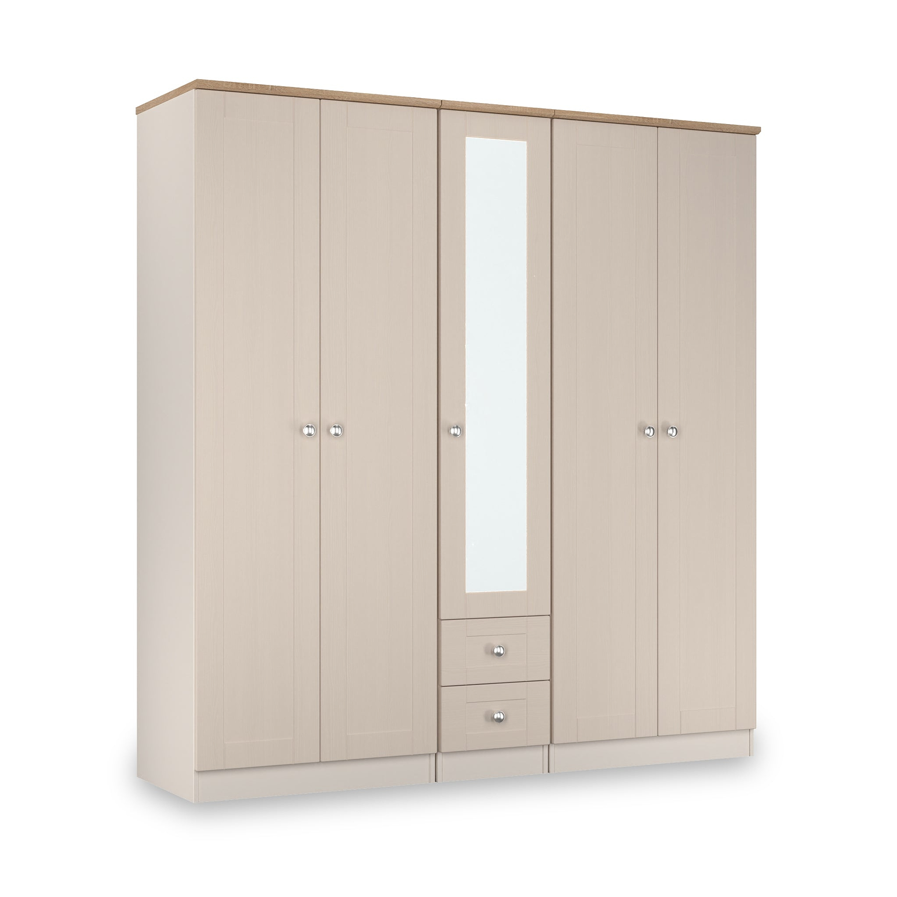 Marlowe 5 Door Wardrobe With Drawers Cashmere Oak from Roseland Furniture
