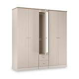 Marlowe 5 Door Wardrobe With Drawers Cashmere Oak from Roseland Furniture