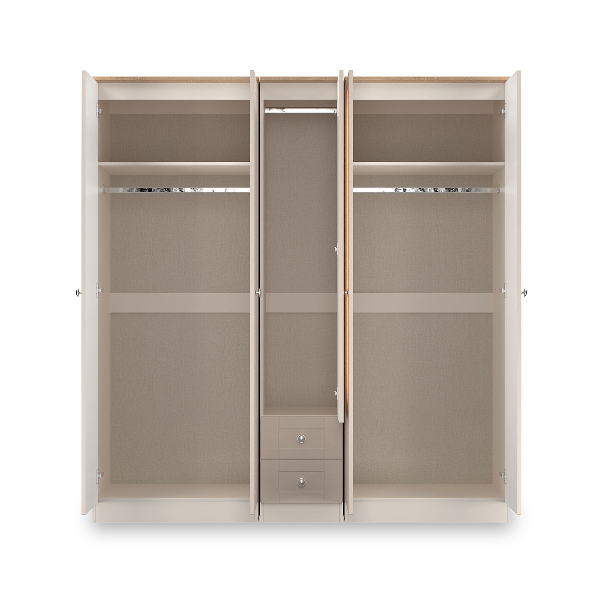 Marlowe 5 Door Wardrobe With Drawers Cashmere Oak from Roseland Furniture