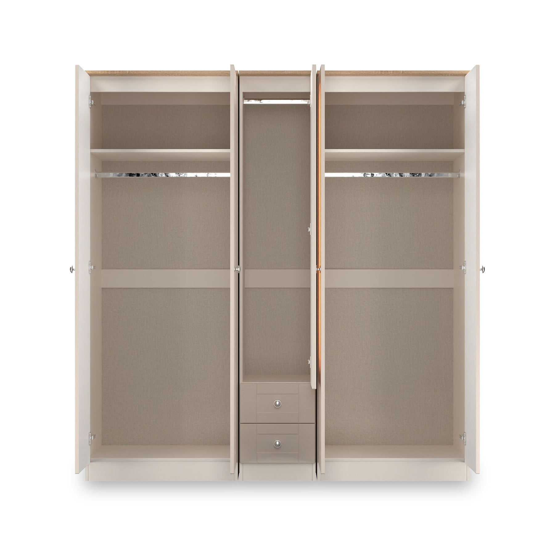 Marlowe 5 Door Wardrobe With Drawers Cashmere Oak from Roseland Furniture