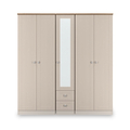 Marlowe 5 Door Wardrobe With Drawers Cashmere Oak from Roseland Furniture