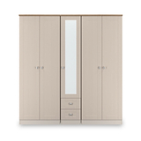 Marlowe 5 Door Wardrobe With Drawers Cashmere Oak from Roseland Furniture