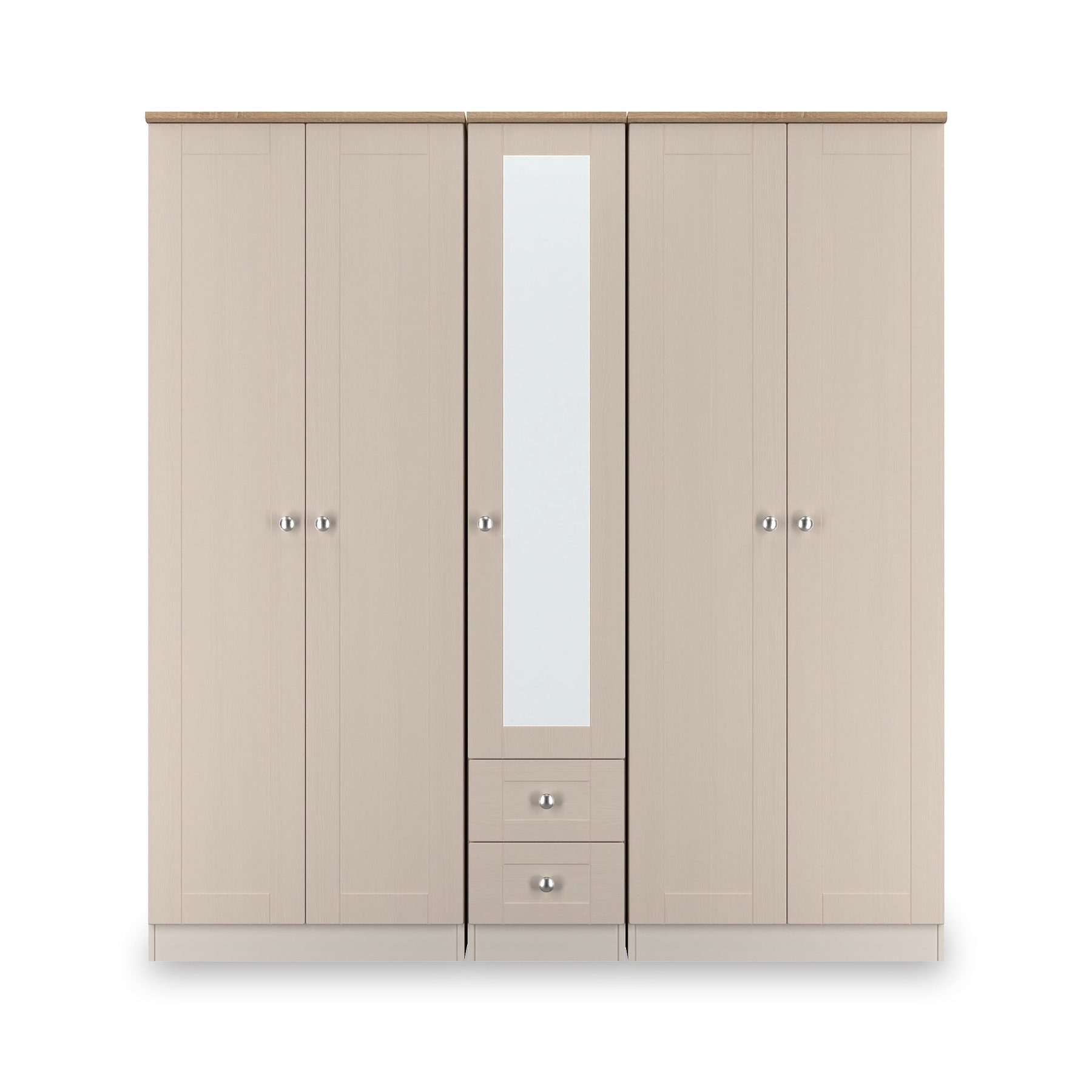 Marlowe 5 Door Wardrobe With Drawers Cashmere Oak from Roseland Furniture
