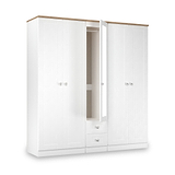 Marlowe 5 Door Wardrobe With Drawers White Oak from Roseland Furniture