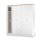 Marlowe 5 Door Wardrobe With Drawers White Oak from Roseland Furniture