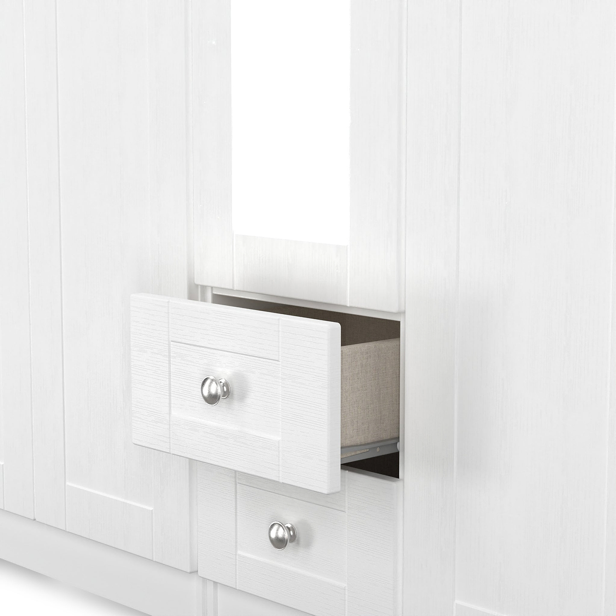 Marlowe 5 Door Wardrobe With Drawers White Oak from Roseland Furniture