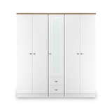 Marlowe 5 Door Wardrobe With Drawers White Oak from Roseland Furniture