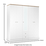 Marlowe 5 Door Wardrobe With Drawers White Oak from Roseland Furniture