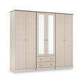 Marlowe 6 Door Wardrobe With Drawers Cashmere Oak from Roseland Furniture