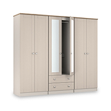 Marlowe 6 Door Wardrobe With Drawers Cashmere Oak from Roseland Furniture