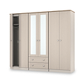 Marlowe 6 Door Wardrobe With Drawers Cashmere Oak from Roseland Furniture