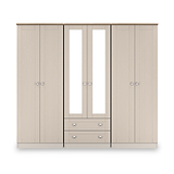 Marlowe 6 Door Wardrobe With Drawers Cashmere Oak from Roseland Furniture