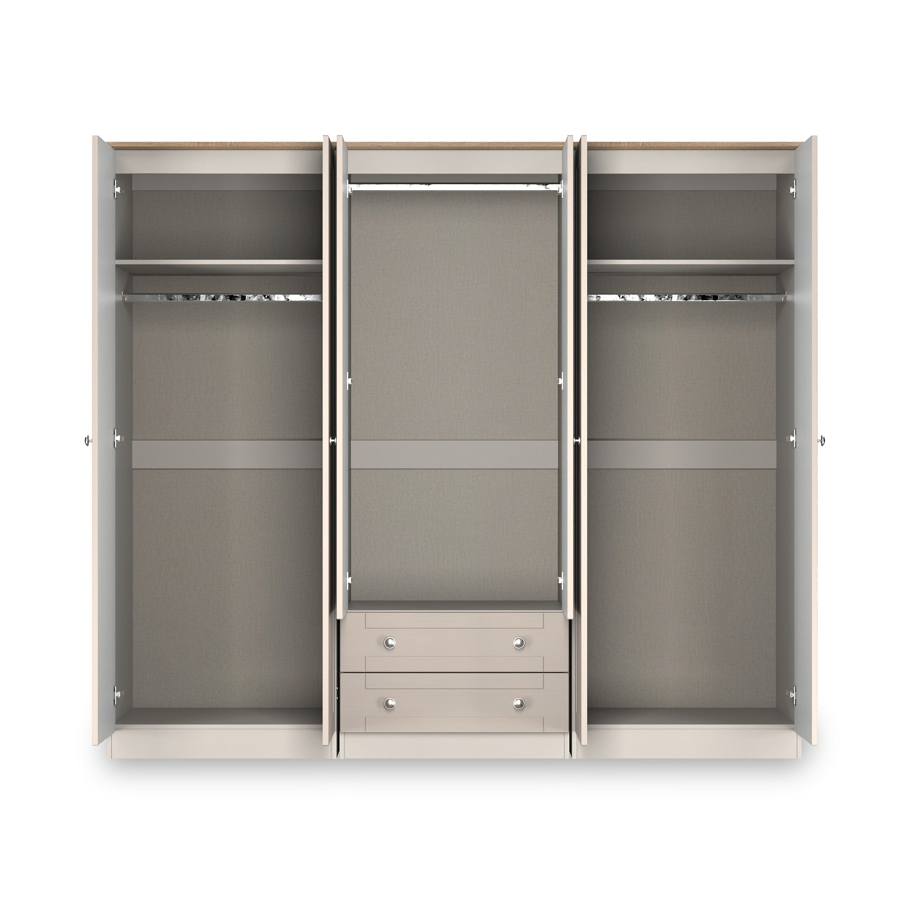 Marlowe 6 Door Wardrobe With Drawers Cashmere Oak from Roseland Furniture