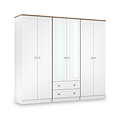 Marlowe 6 Door Mirrored Wardrobe With Drawers White Oak from Roseland Furniture
