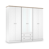 Marlowe 6 Door Mirrored Wardrobe With Drawers White Oak from Roseland Furniture