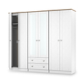 Marlowe 6 Door Mirrored Wardrobe With Drawers White Oak from Roseland Furniture
