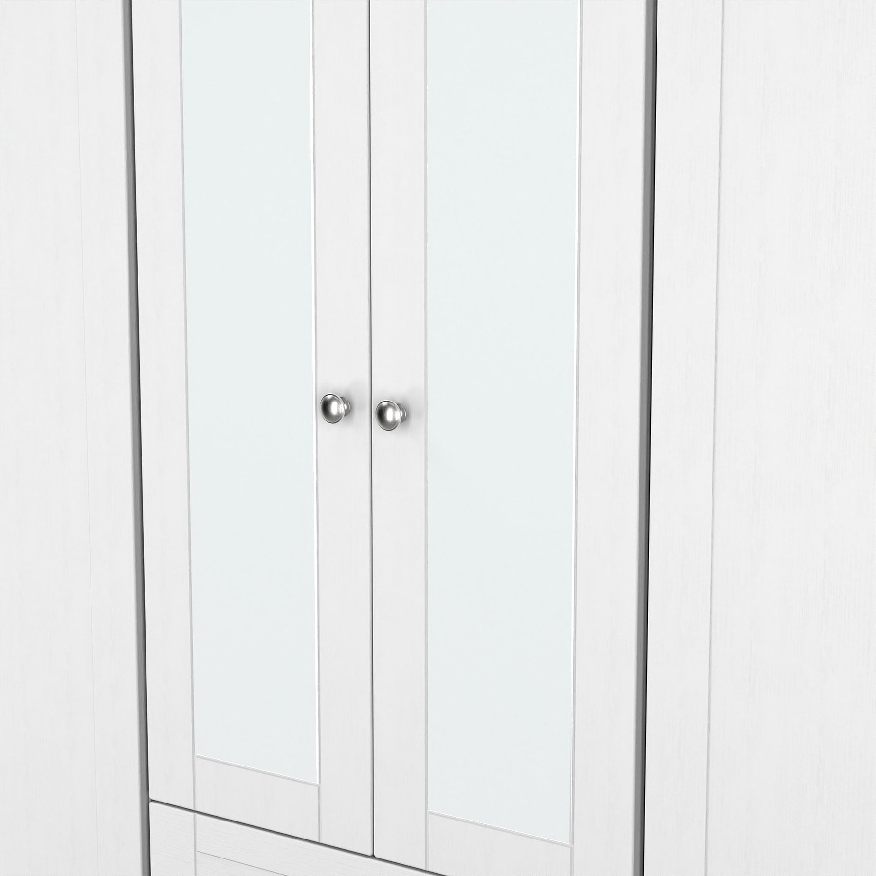 Marlowe 6 Door Mirrored Wardrobe With Drawers White Oak from Roseland Furniture