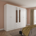 Marlowe 6 Door Mirrored Wardrobe With Drawers White Oak from Roseland Furniture