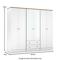Marlowe 6 Door Mirrored Wardrobe With Drawers White Oak from Roseland Furniture
