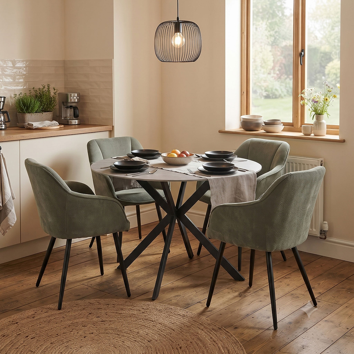 Perry Grey 120cm Sintered Stone Round Dining Table from Roseland Furniture