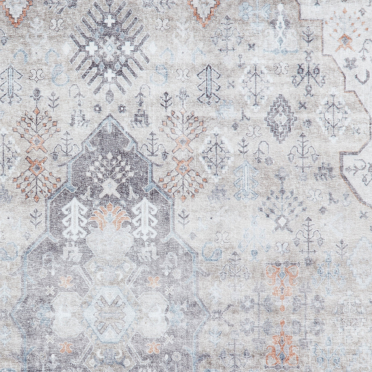 Lincoln Beige Distressed Medallion Rug 