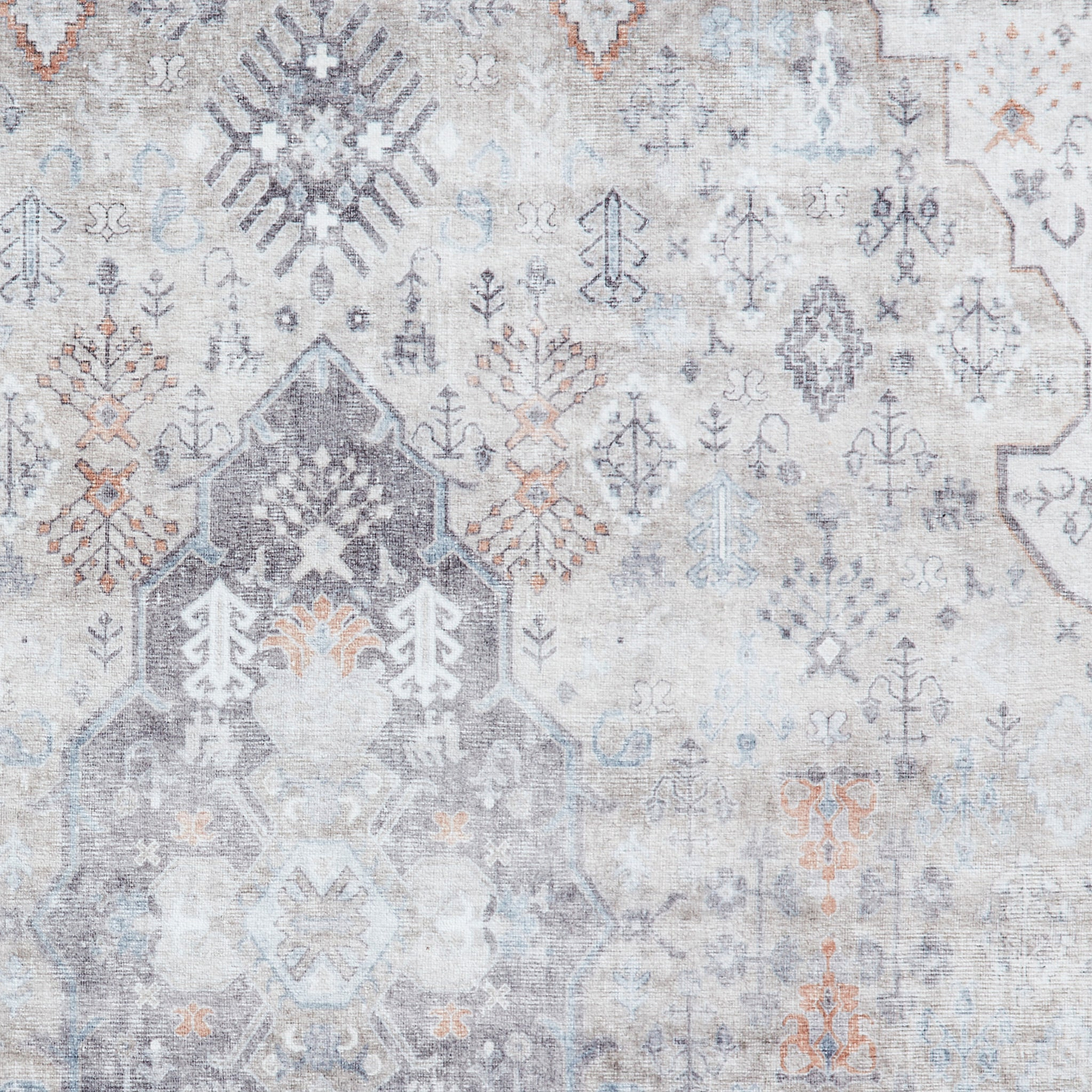 Lincoln Beige Distressed Medallion Rug 