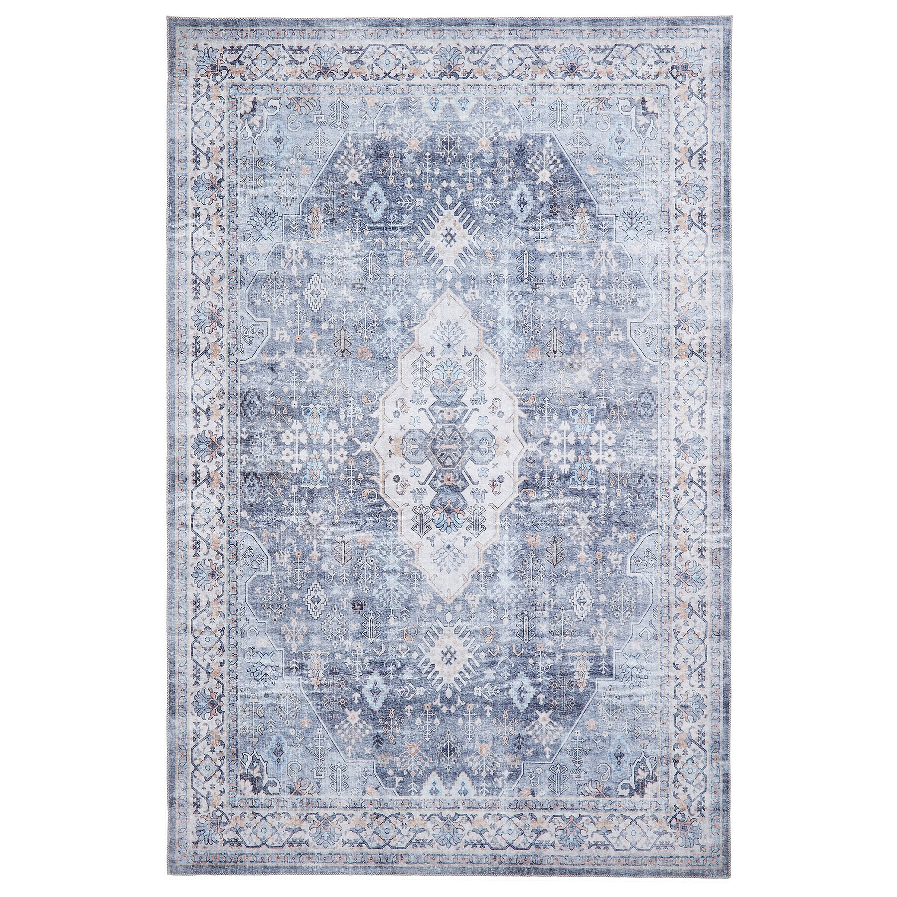 Lincoln Blue Distressed Medallion Rug from Roseland Furniture