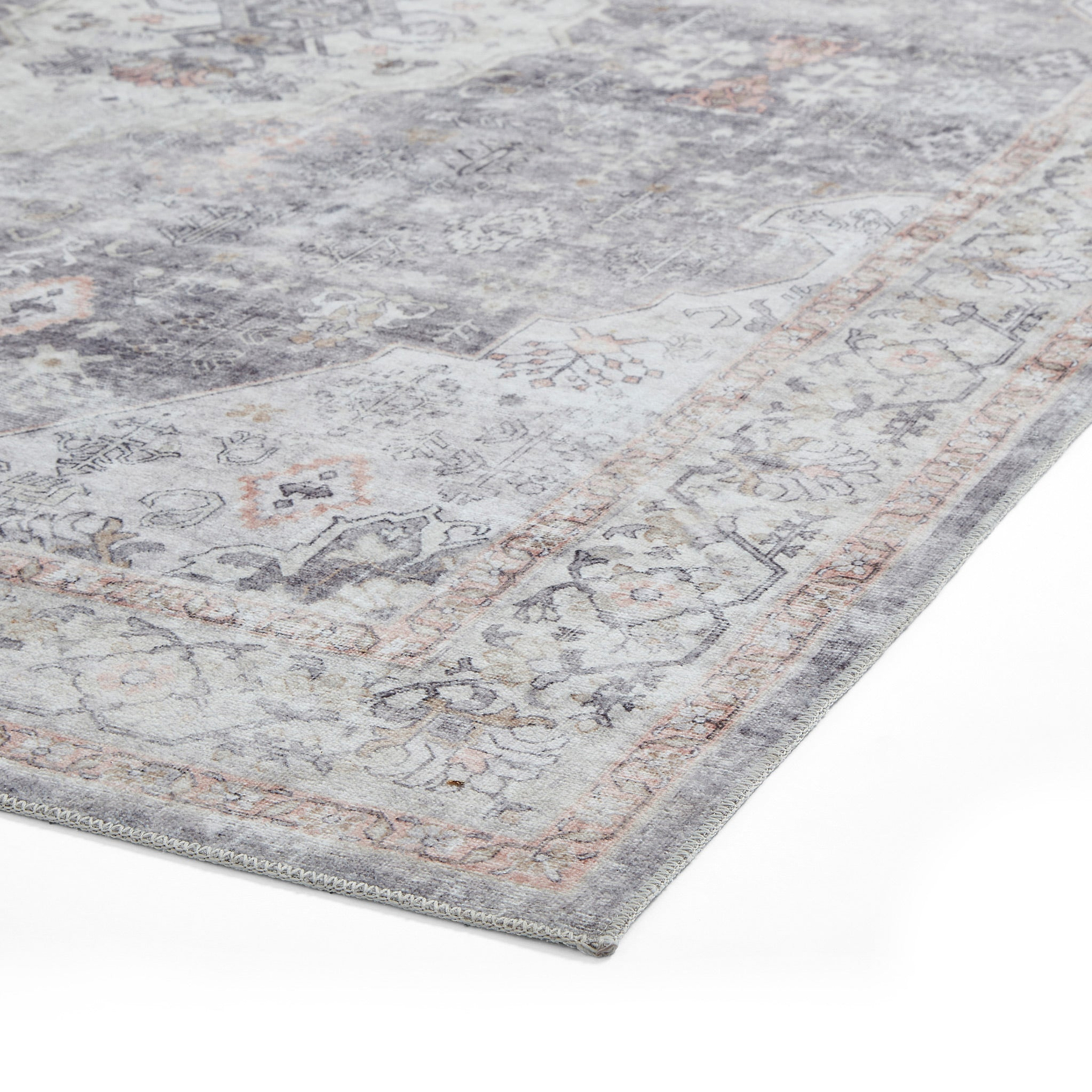 Lincoln Grey Distressed Medallion Rug