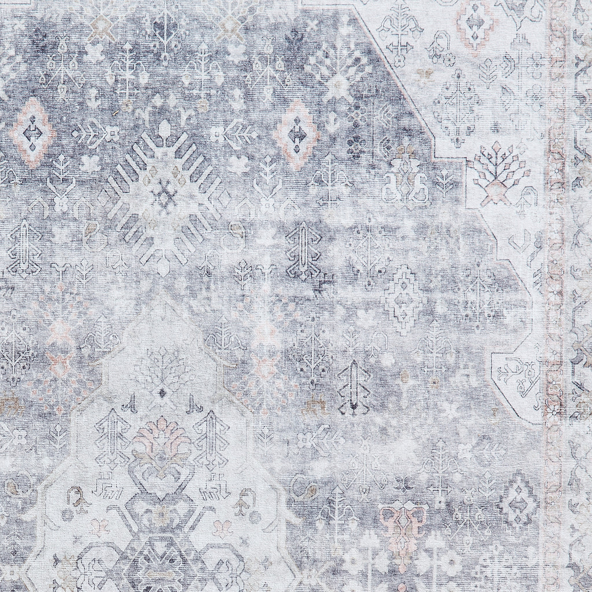 Lincoln Grey Distressed Medallion Rug