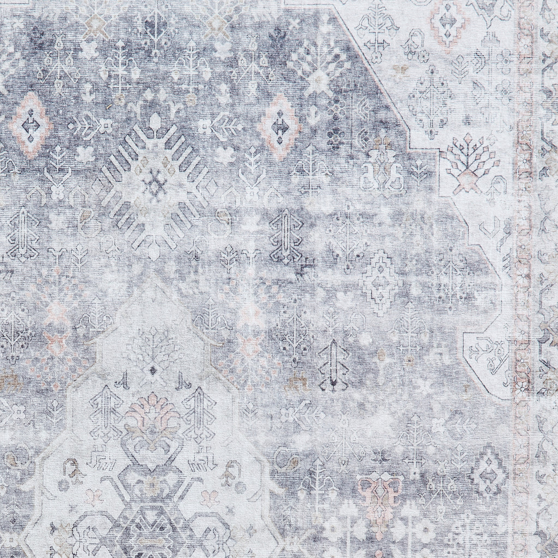 Lincoln Grey Distressed Medallion Rug
