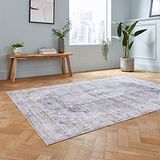 Lincoln Grey Distressed Medallion Rug for bedroom