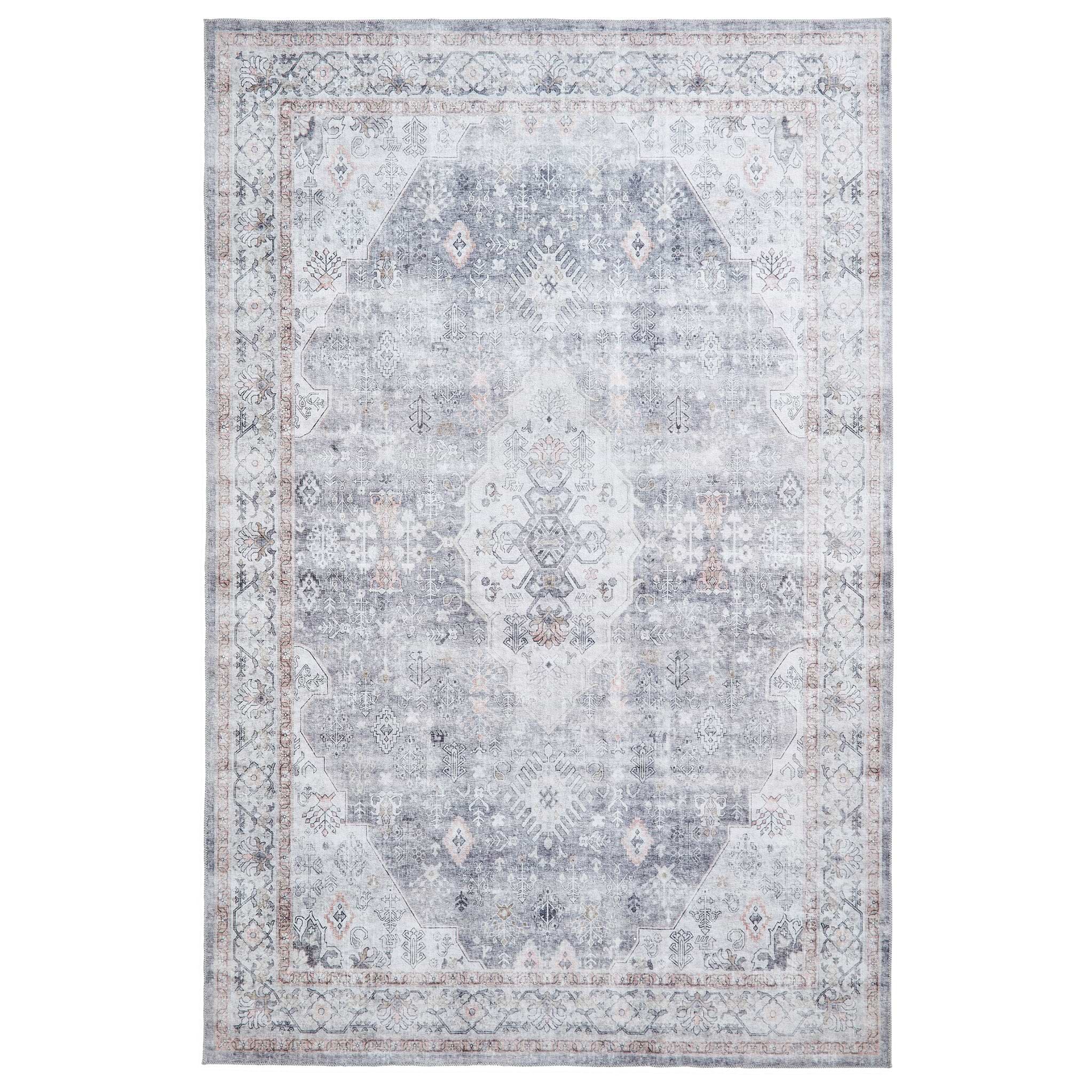 Lincoln Grey Distressed Medallion Rug from Roseland Furniture