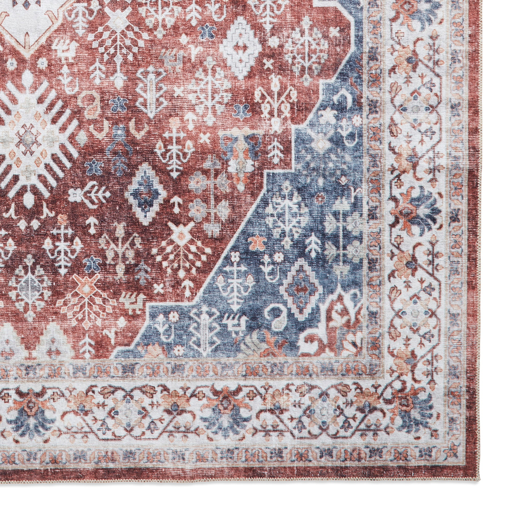 Lincoln Red Distressed Medallion Rug