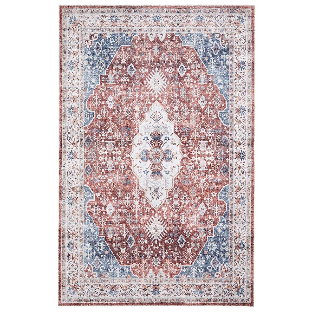 Lincoln Red Distressed Medallion Rug from Roseland Furniture