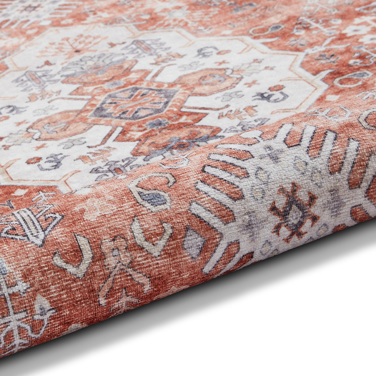 Lincoln Terracotta Distressed Medallion Rug 