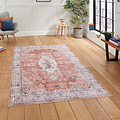 Lincoln Terracotta Distressed Medallion Rug  for living room