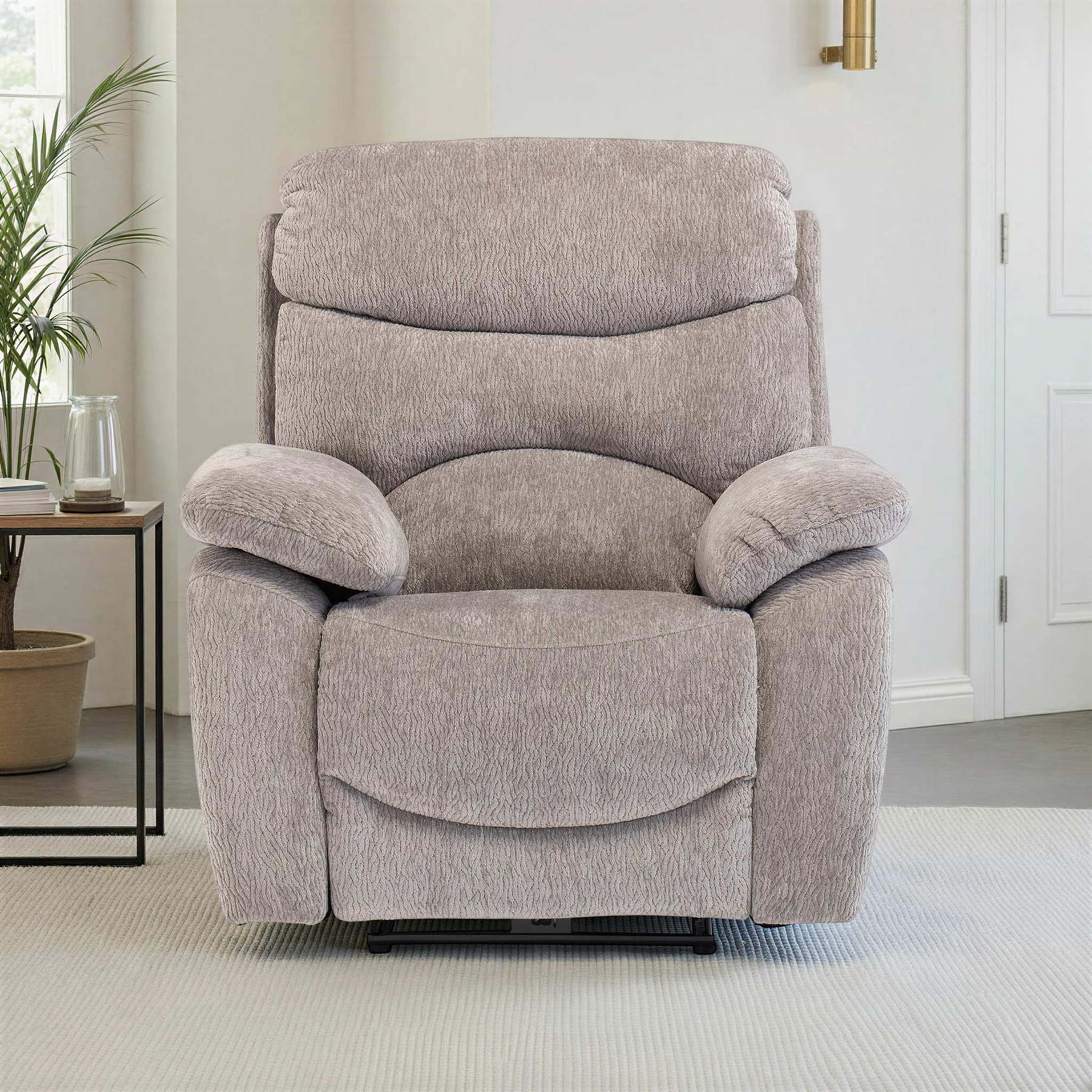 Eivor-Electric-Recliner-Armchair-Grey Front1 from Roseland Furniture