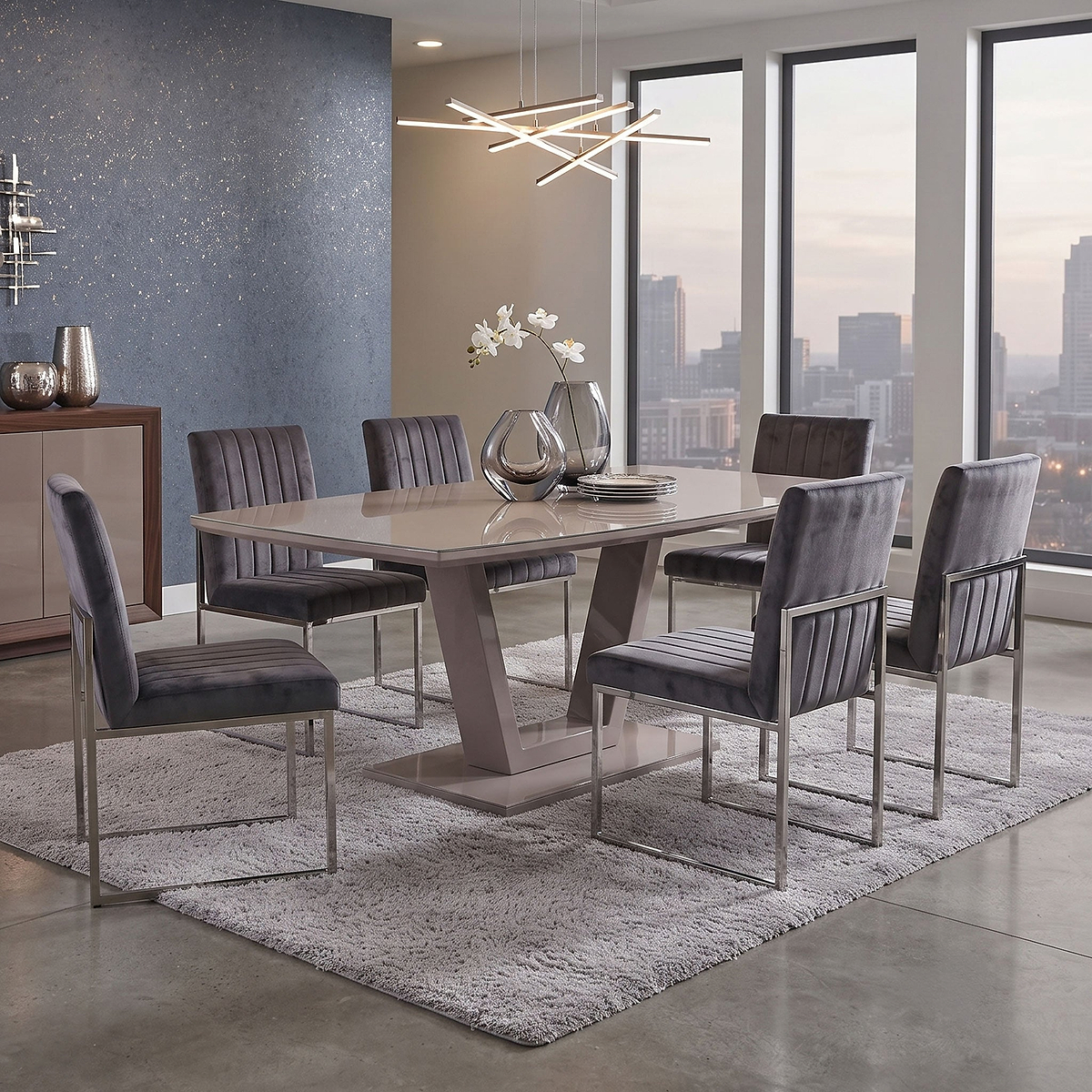 Marco Latte Gloss 160cm Rectangular Dining Table for dining room