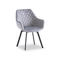 Wilton Silver Velvet Quilted Back Swivel Dining Chair from Roseland Furniture