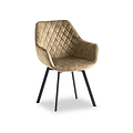 Wilton Green Velvet Quilted Back Swivel Dining Chair from Roseland Furniture