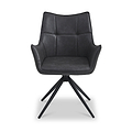 Aksel-Faux-Leather-Wing-Back-Dining-Armchair-Charcoal from Roseland Furniture